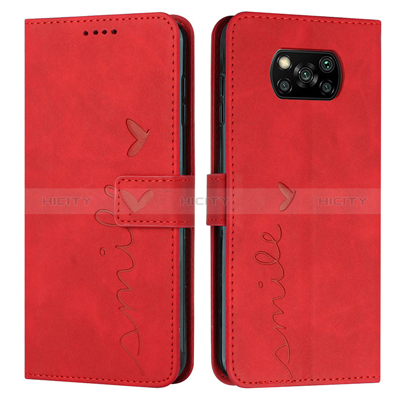 Coque Portefeuille Livre Cuir Etui Clapet Y03X pour Xiaomi Poco X3 NFC Rouge Plus