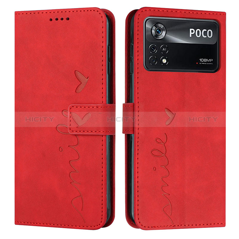 Coque Portefeuille Livre Cuir Etui Clapet Y03X pour Xiaomi Poco X4 Pro 5G Rouge Plus