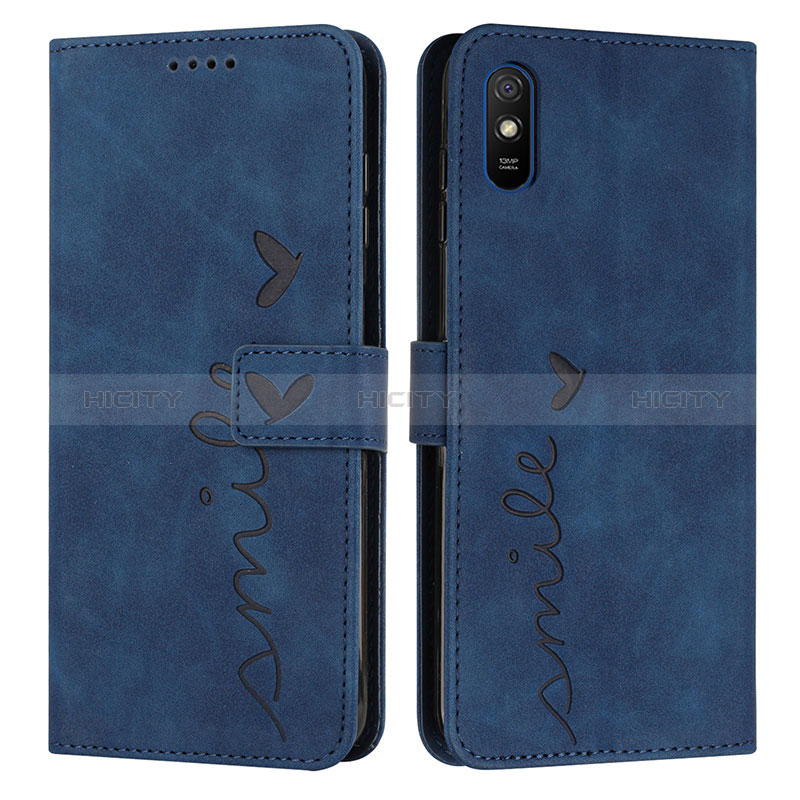 Coque Portefeuille Livre Cuir Etui Clapet Y03X pour Xiaomi Redmi 9A Bleu Plus