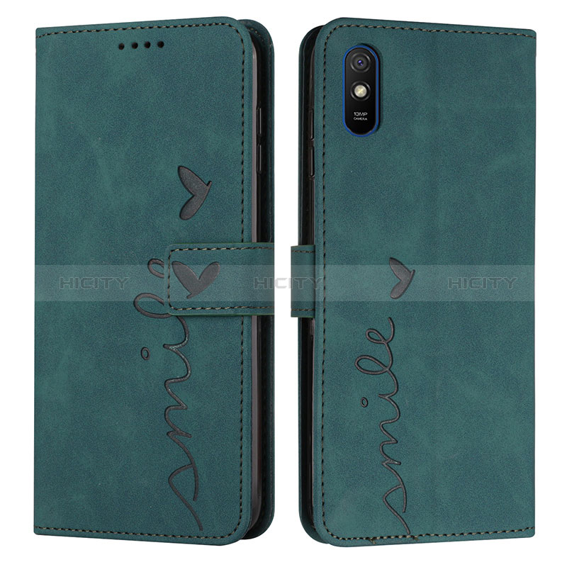 Coque Portefeuille Livre Cuir Etui Clapet Y03X pour Xiaomi Redmi 9A Vert Plus