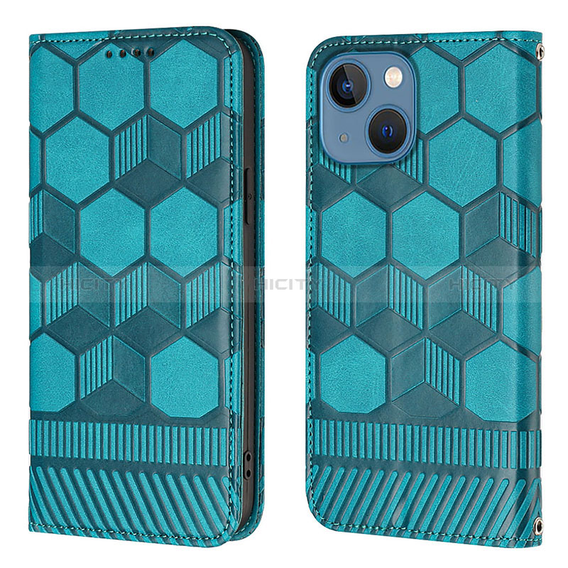 Coque Portefeuille Livre Cuir Etui Clapet Y04B pour Apple iPhone 14 Plus Cyan Plus