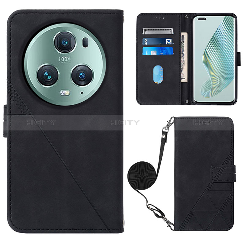 Coque Portefeuille Livre Cuir Etui Clapet Y04B pour Huawei Honor Magic5 Pro 5G Noir Plus