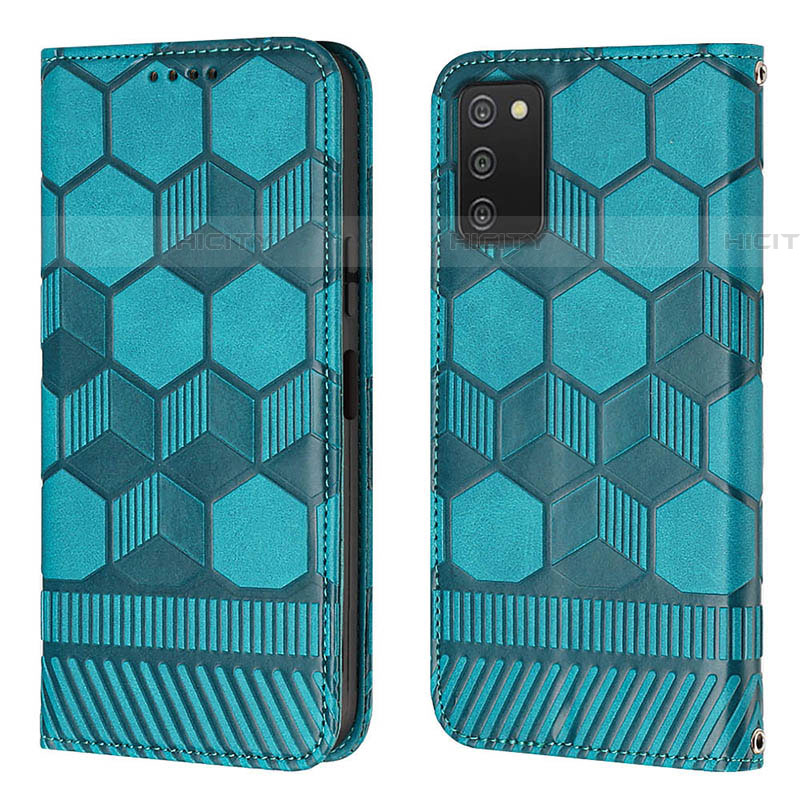 Coque Portefeuille Livre Cuir Etui Clapet Y04B pour Samsung Galaxy A03s Cyan Plus