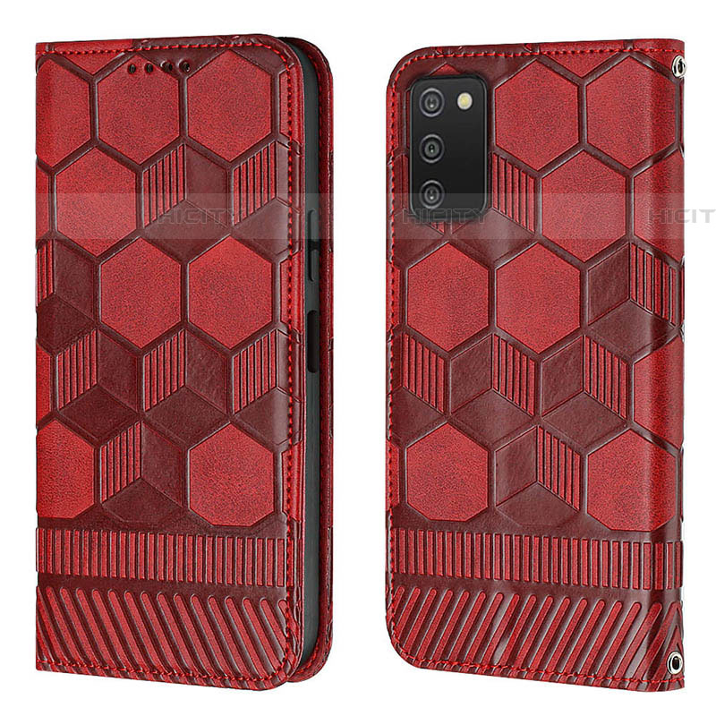 Coque Portefeuille Livre Cuir Etui Clapet Y04B pour Samsung Galaxy A03s Rouge Plus