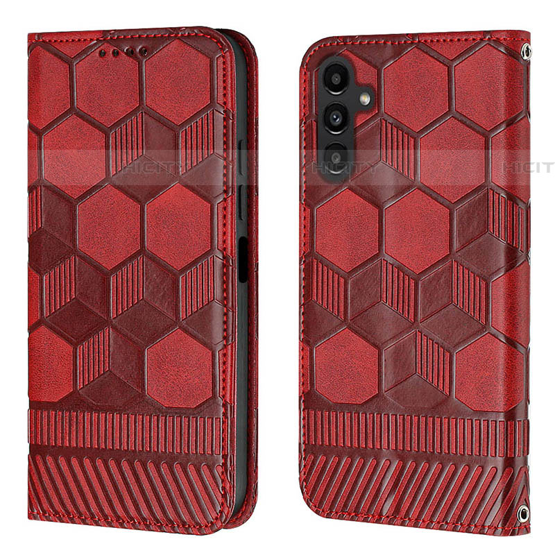 Coque Portefeuille Livre Cuir Etui Clapet Y04B pour Samsung Galaxy A04s Rouge Plus