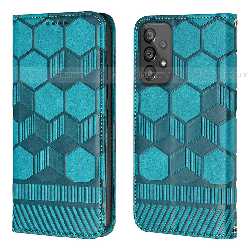 Coque Portefeuille Livre Cuir Etui Clapet Y04B pour Samsung Galaxy A73 5G Cyan Plus