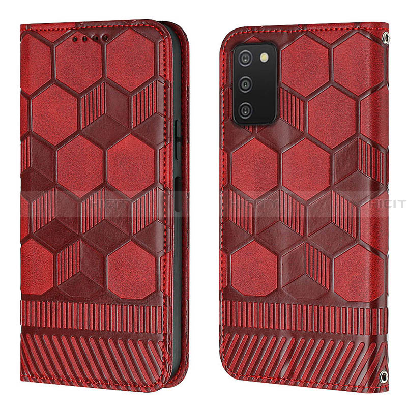 Coque Portefeuille Livre Cuir Etui Clapet Y04B pour Samsung Galaxy F02S SM-E025F Rouge Plus