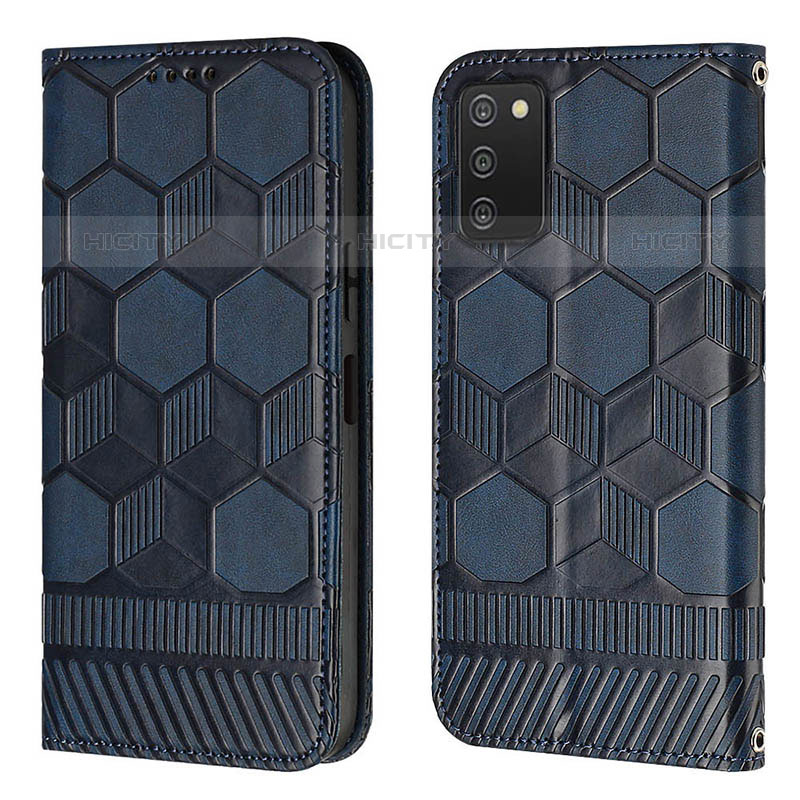 Coque Portefeuille Livre Cuir Etui Clapet Y04B pour Samsung Galaxy M02s Bleu Plus