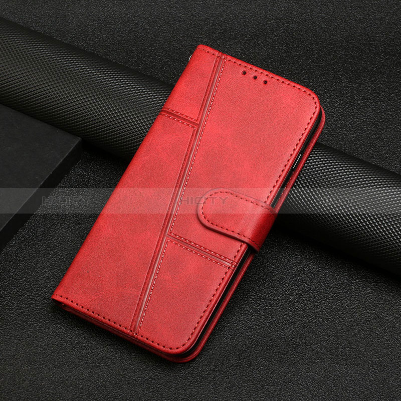 Coque Portefeuille Livre Cuir Etui Clapet Y04X pour Motorola Moto E22 Rouge Plus