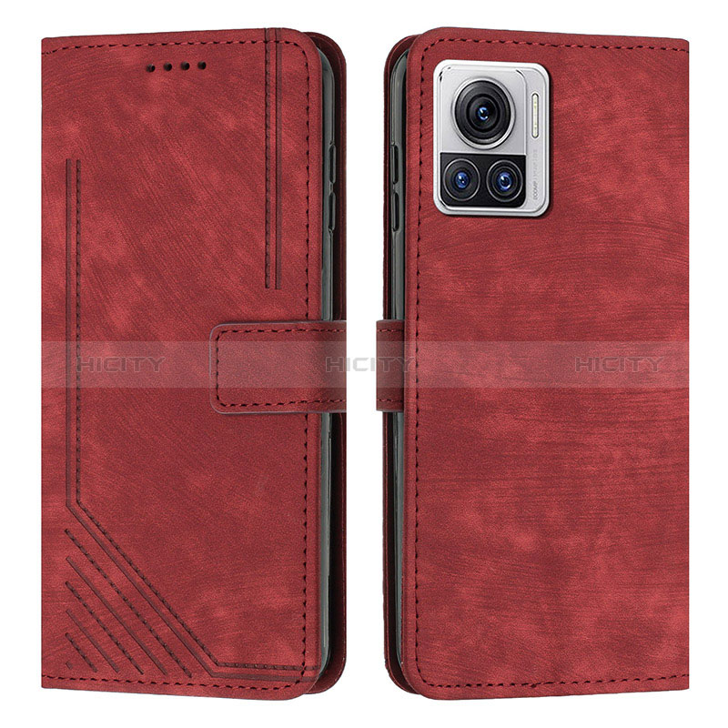 Coque Portefeuille Livre Cuir Etui Clapet Y04X pour Motorola Moto Edge X30 Pro 5G Rouge Plus