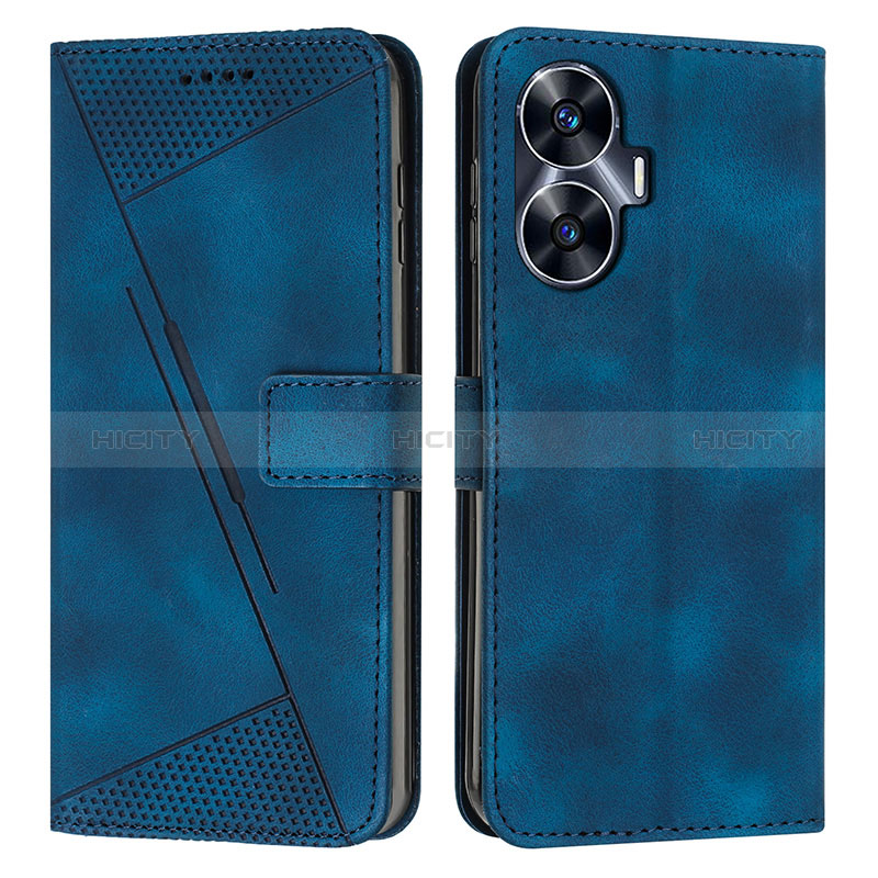 Coque Portefeuille Livre Cuir Etui Clapet Y04X pour Realme C55 Bleu Plus