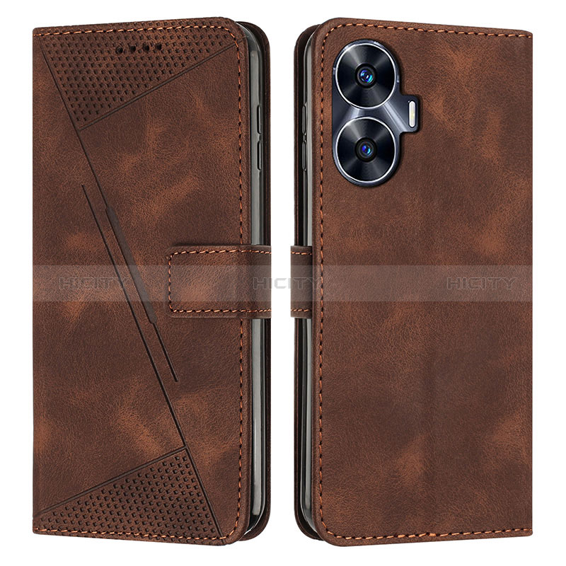 Coque Portefeuille Livre Cuir Etui Clapet Y04X pour Realme C55 Marron Plus