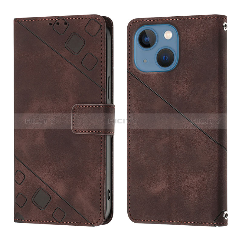 Coque Portefeuille Livre Cuir Etui Clapet Y05B pour Apple iPhone 14 Plus Marron Plus