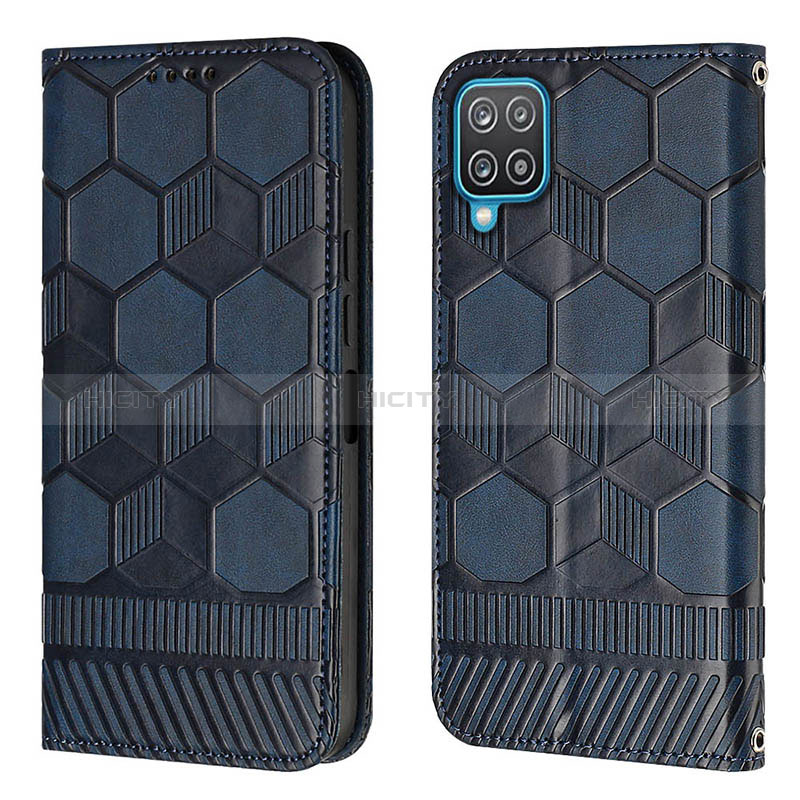 Coque Portefeuille Livre Cuir Etui Clapet Y05B pour Samsung Galaxy A12 Bleu Plus