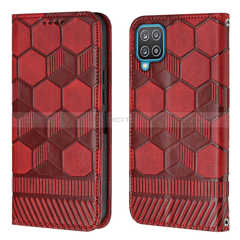 Coque Portefeuille Livre Cuir Etui Clapet Y05B pour Samsung Galaxy F12 Rouge Plus