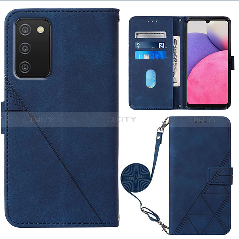 Coque Portefeuille Livre Cuir Etui Clapet Y07B pour Samsung Galaxy A02s Bleu Plus