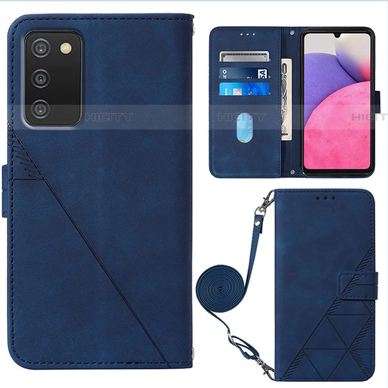 Coque Portefeuille Livre Cuir Etui Clapet Y07B pour Samsung Galaxy A03s Bleu Plus