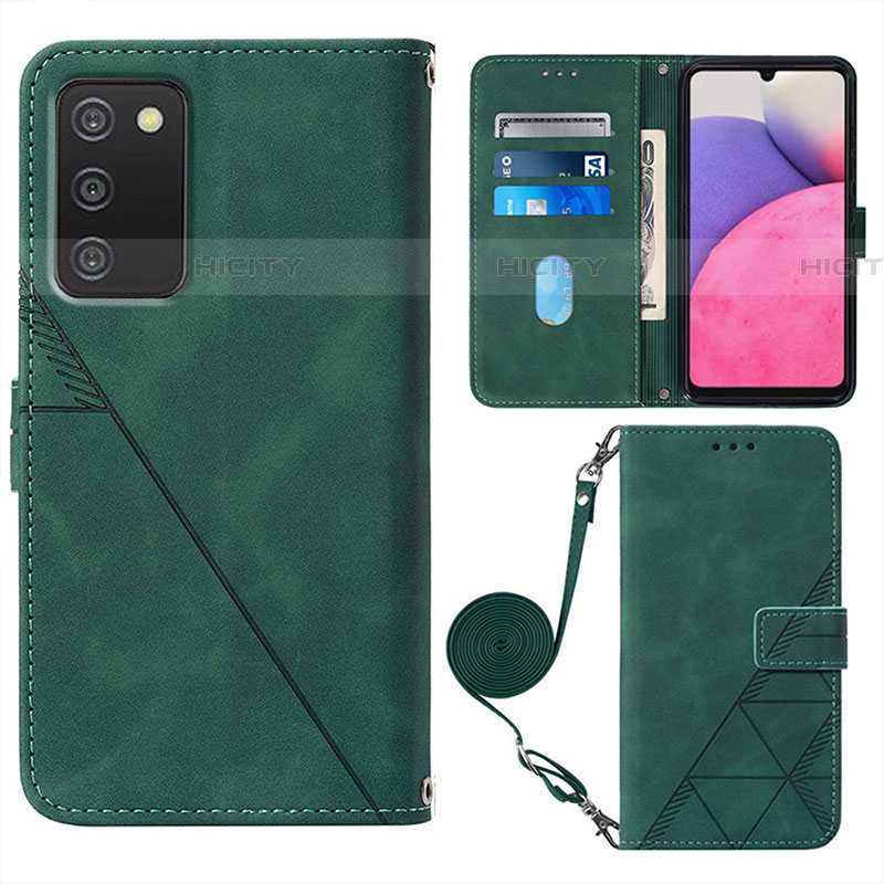 Coque Portefeuille Livre Cuir Etui Clapet Y07B pour Samsung Galaxy A03s Vert Plus