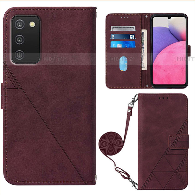 Coque Portefeuille Livre Cuir Etui Clapet Y07B pour Samsung Galaxy A03s Vin Rouge Plus