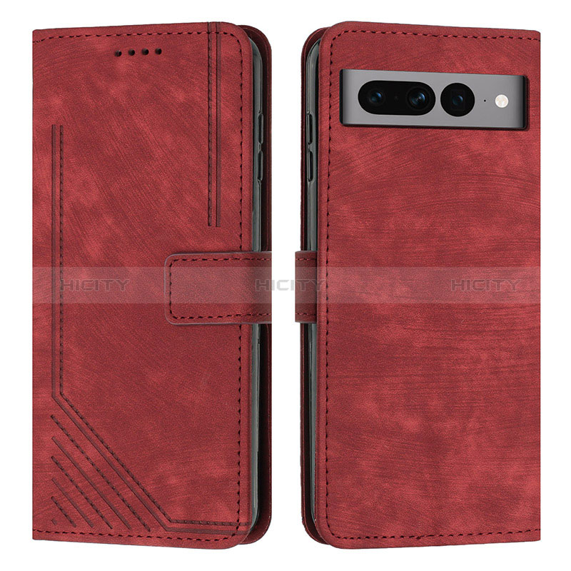 Coque Portefeuille Livre Cuir Etui Clapet Y07X pour Google Pixel 7 Pro 5G Rouge Plus