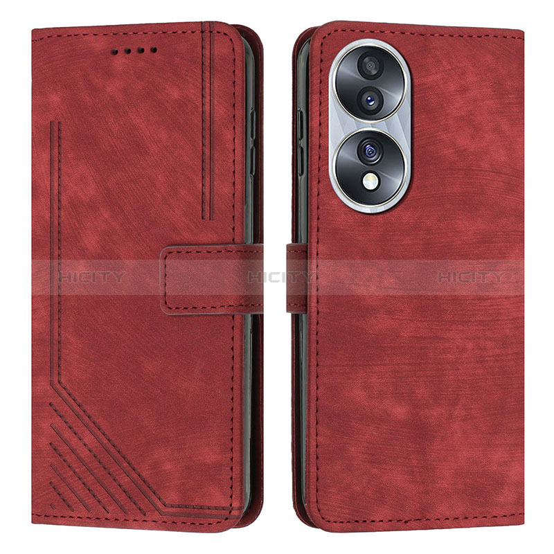 Coque Portefeuille Livre Cuir Etui Clapet Y07X pour Huawei Honor X7b Rouge Plus