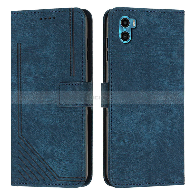 Coque Portefeuille Livre Cuir Etui Clapet Y07X pour Motorola Moto E22S Bleu Plus