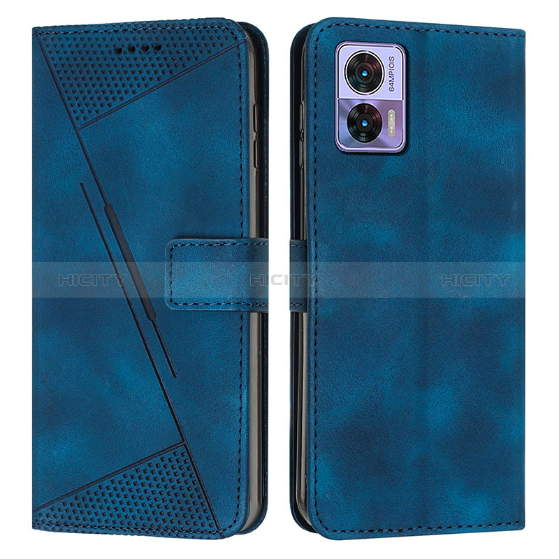 Coque Portefeuille Livre Cuir Etui Clapet Y07X pour Motorola Moto Edge 30 Lite 5G Bleu Plus