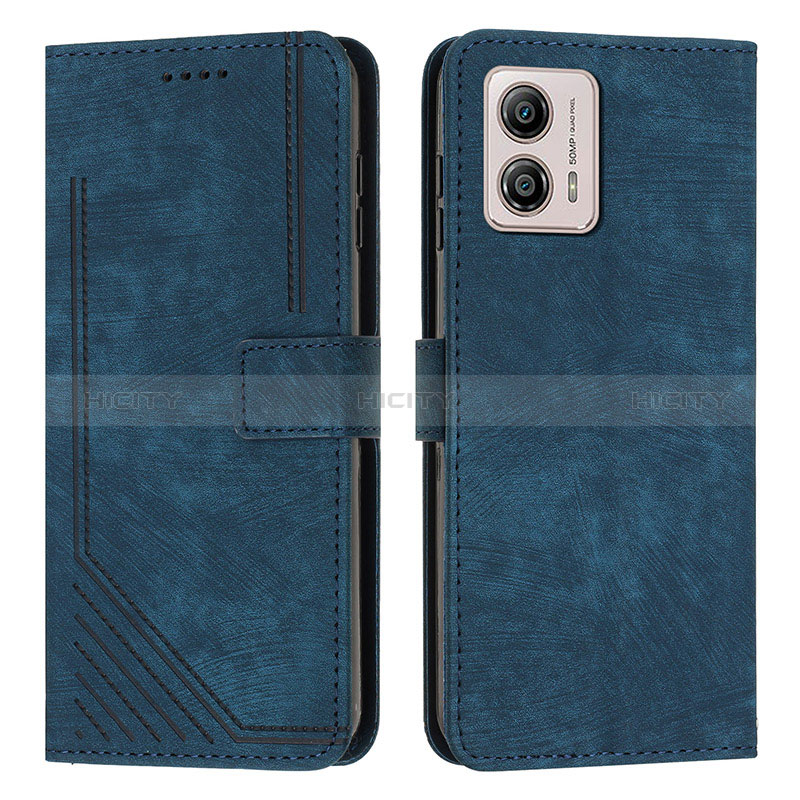 Coque Portefeuille Livre Cuir Etui Clapet Y07X pour Motorola Moto G53j 5G Bleu Plus