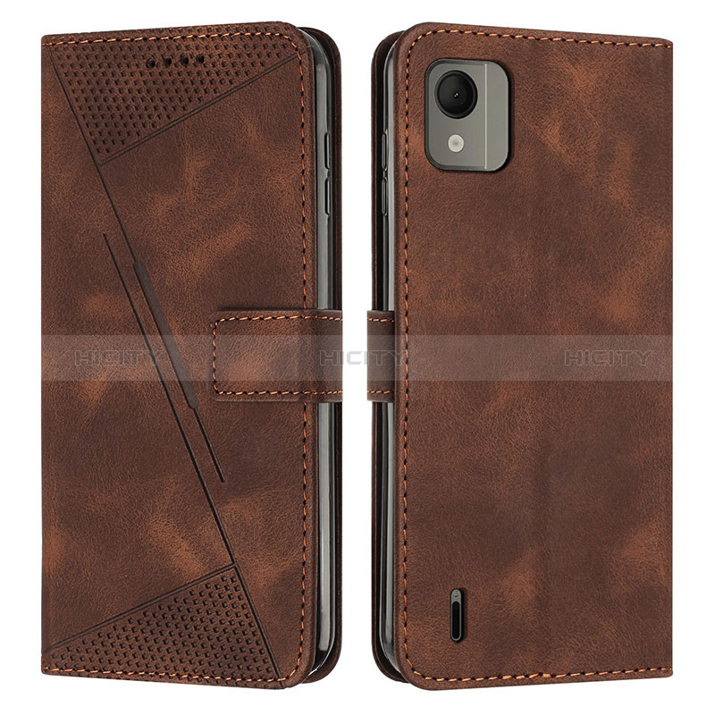 Coque Portefeuille Livre Cuir Etui Clapet Y07X pour Nokia C110 Marron Plus