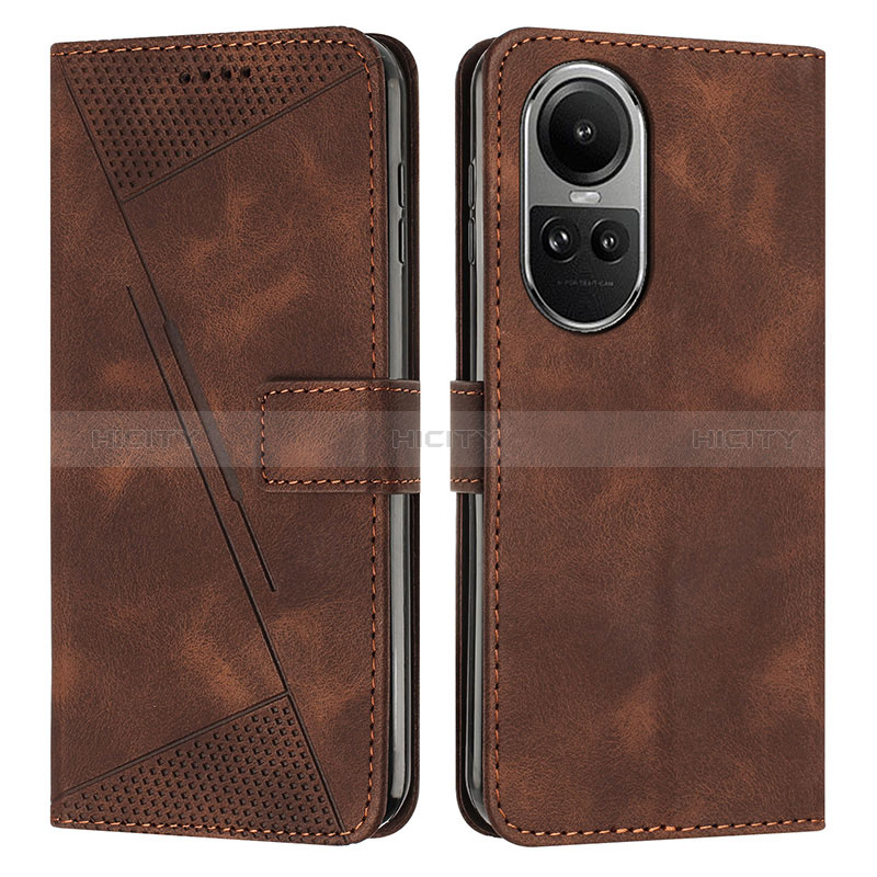 Coque Portefeuille Livre Cuir Etui Clapet Y07X pour Oppo Reno10 5G Marron Plus