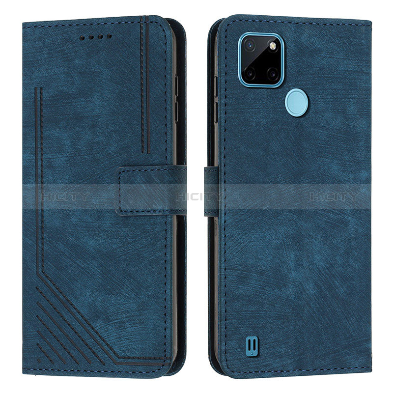 Coque Portefeuille Livre Cuir Etui Clapet Y07X pour Realme C25Y India Bleu Plus