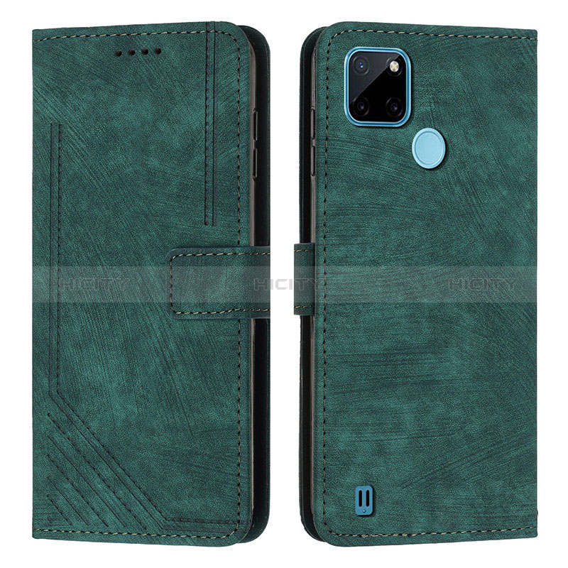 Coque Portefeuille Livre Cuir Etui Clapet Y07X pour Realme C25Y India Vert Plus