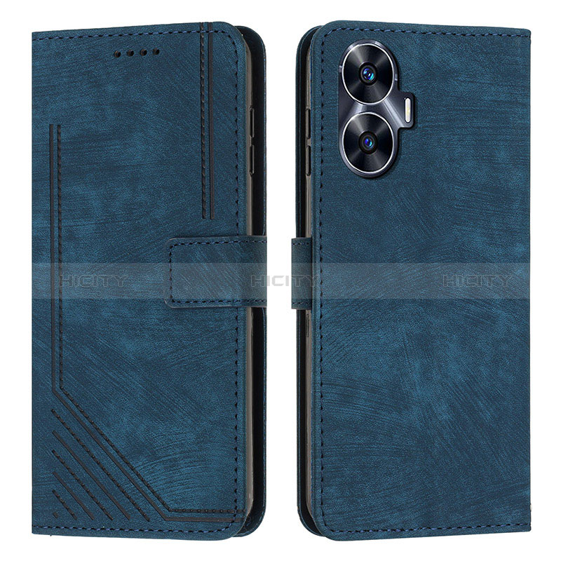 Coque Portefeuille Livre Cuir Etui Clapet Y07X pour Realme C55 Bleu Plus