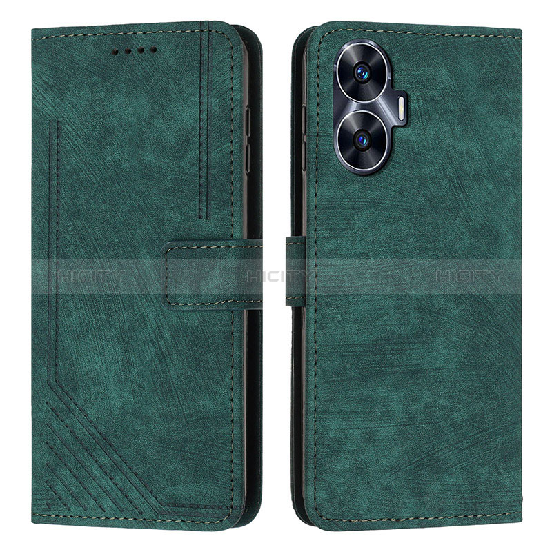 Coque Portefeuille Livre Cuir Etui Clapet Y07X pour Realme C55 Vert Plus