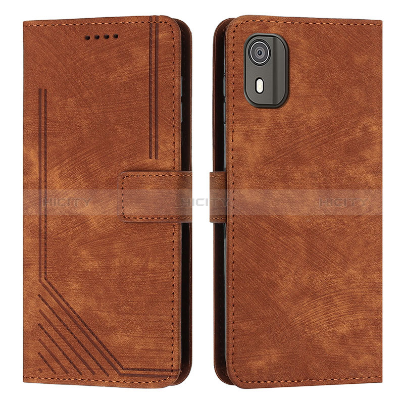 Coque Portefeuille Livre Cuir Etui Clapet Y08X pour Nokia C02 Marron Plus