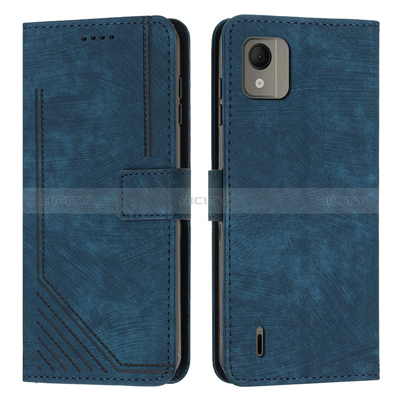 Coque Portefeuille Livre Cuir Etui Clapet Y08X pour Nokia C110 Bleu Plus