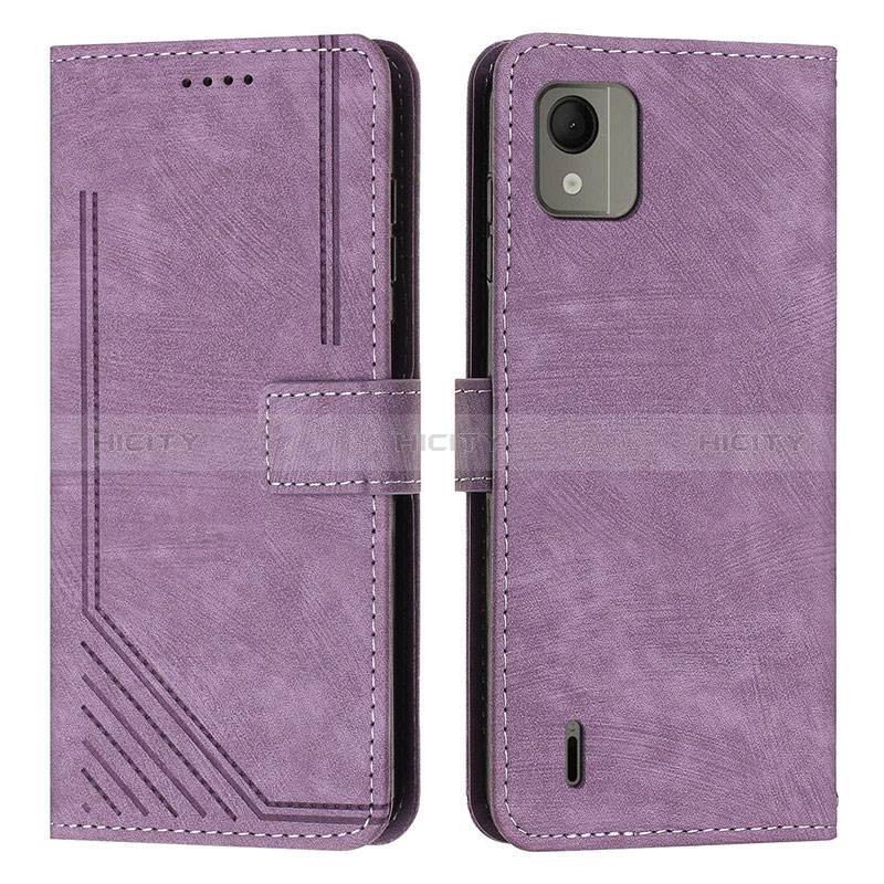 Coque Portefeuille Livre Cuir Etui Clapet Y08X pour Nokia C110 Violet Plus