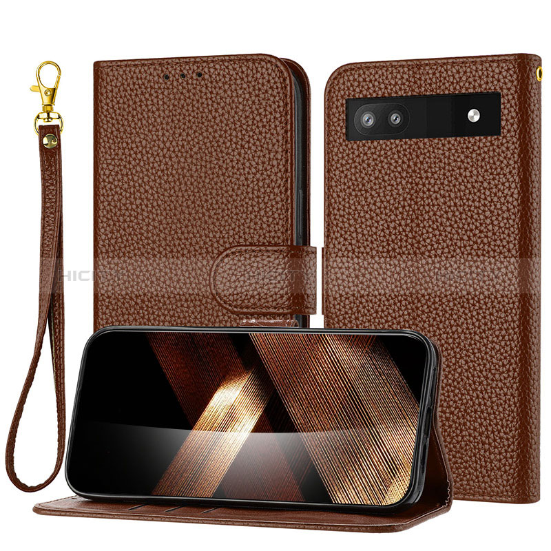 Coque Portefeuille Livre Cuir Etui Clapet Y09X pour Google Pixel 6a 5G Marron Plus