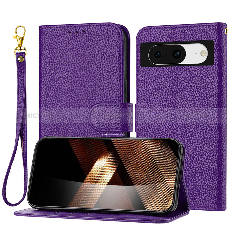 Coque Portefeuille Livre Cuir Etui Clapet Y09X pour Google Pixel 8 5G Violet Plus