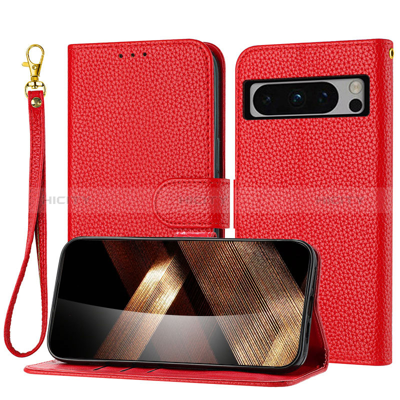 Coque Portefeuille Livre Cuir Etui Clapet Y09X pour Google Pixel 8 Pro 5G Rouge Plus