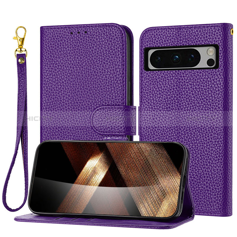 Coque Portefeuille Livre Cuir Etui Clapet Y09X pour Google Pixel 8 Pro 5G Violet Plus