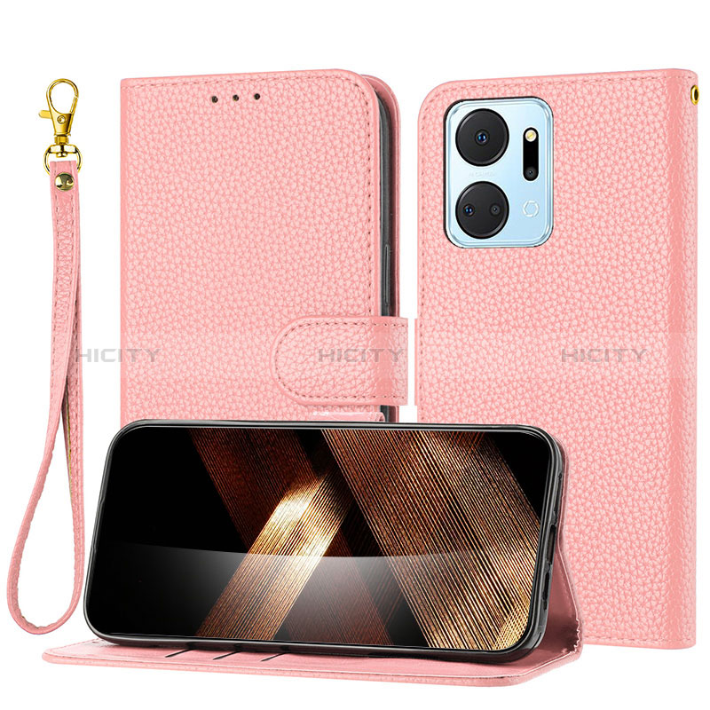 Coque Portefeuille Livre Cuir Etui Clapet Y09X pour Huawei Honor X7a Or Rose Plus