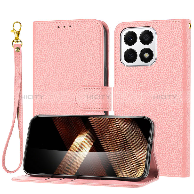 Coque Portefeuille Livre Cuir Etui Clapet Y09X pour Huawei Honor X8a 4G Or Rose Plus