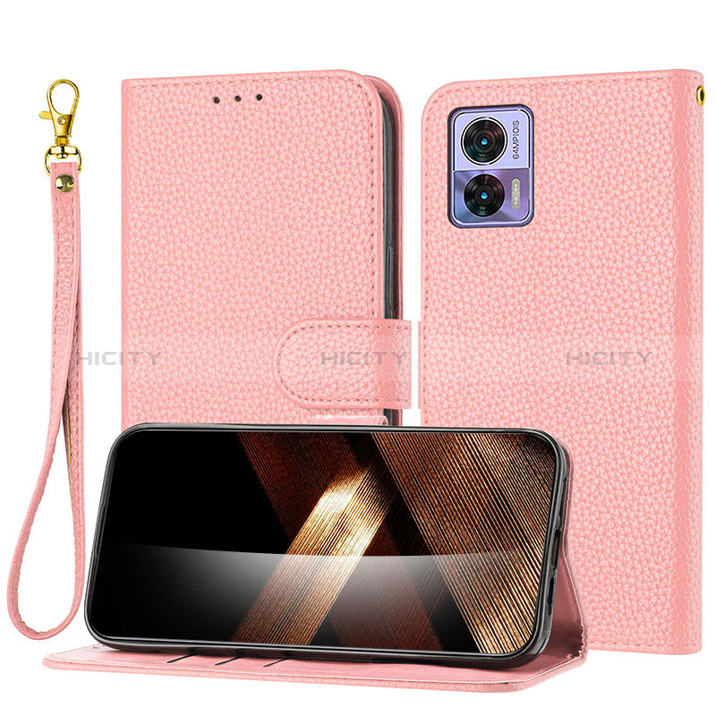 Coque Portefeuille Livre Cuir Etui Clapet Y09X pour Motorola Moto Edge 30 Neo 5G Or Rose Plus