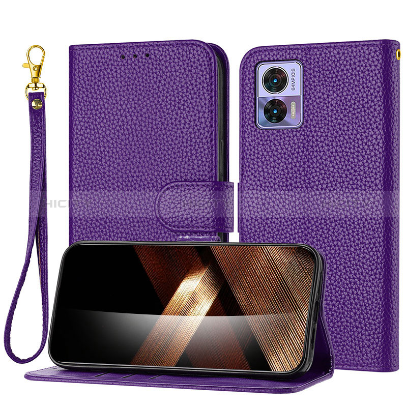 Coque Portefeuille Livre Cuir Etui Clapet Y09X pour Motorola Moto Edge 30 Neo 5G Violet Plus