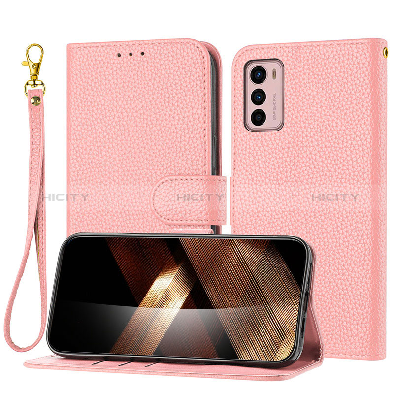 Coque Portefeuille Livre Cuir Etui Clapet Y09X pour Motorola Moto G42 Or Rose Plus