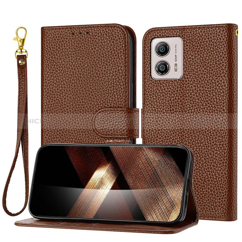 Coque Portefeuille Livre Cuir Etui Clapet Y09X pour Motorola Moto G53j 5G Marron Plus