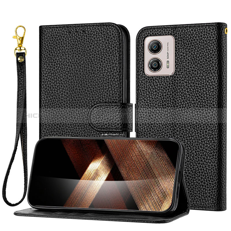 Coque Portefeuille Livre Cuir Etui Clapet Y09X pour Motorola Moto G53j 5G Noir Plus