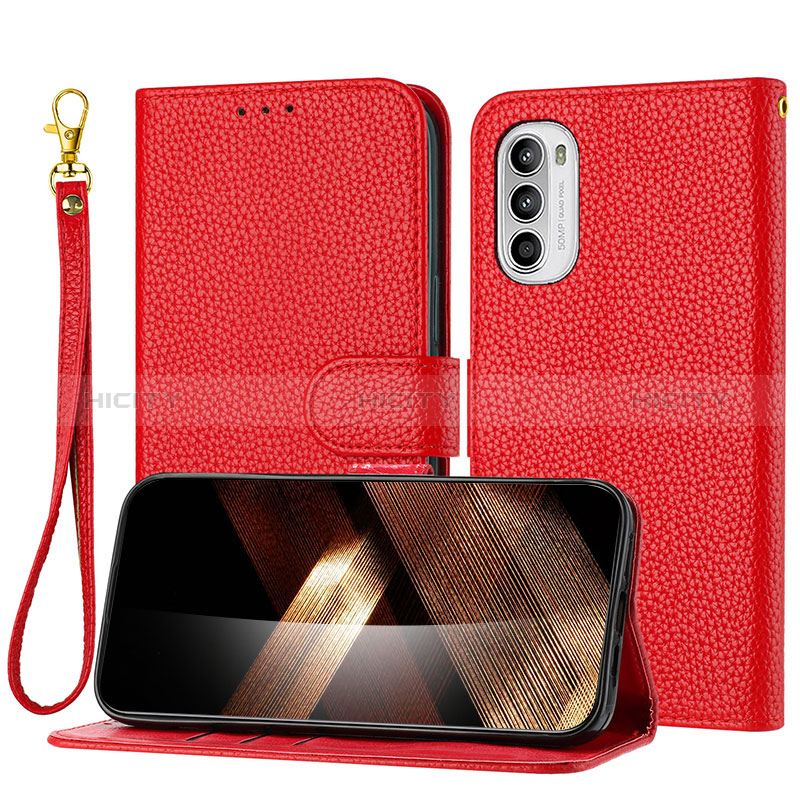 Coque Portefeuille Livre Cuir Etui Clapet Y09X pour Motorola Moto G82 5G Rouge Plus