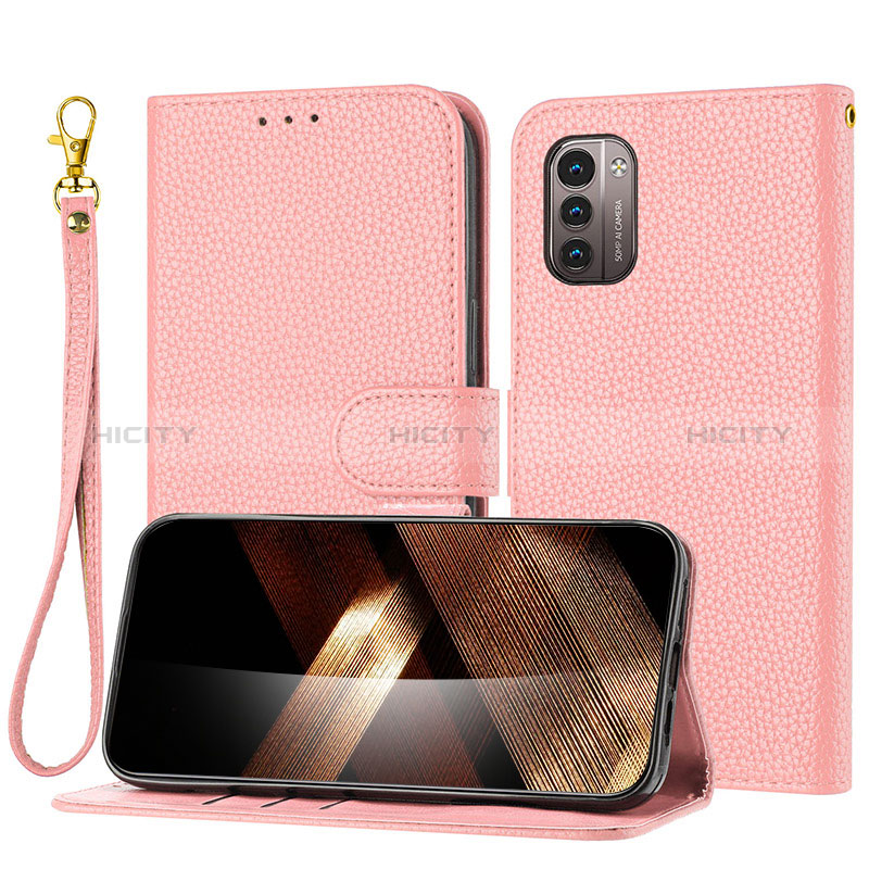 Coque Portefeuille Livre Cuir Etui Clapet Y09X pour Nokia G21 Or Rose Plus